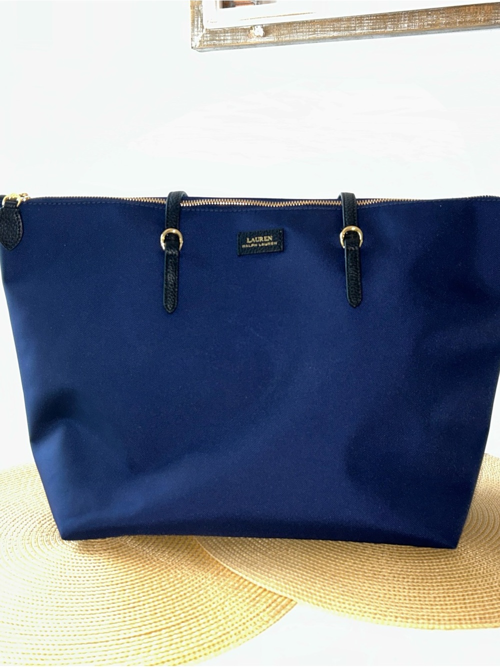 Lauren Ralph Lauren Chadwick Medium Nylon Tote Shoulder Bag in Navy